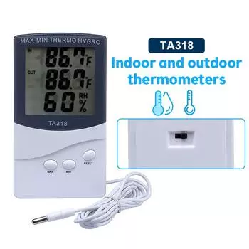 Термометр Гигрометр Электронный Тестер Температуры и Влажности Измеритель Часы Будильник Внутренний Уличный Датчик Высокоточный ЖК-Цифровой белый