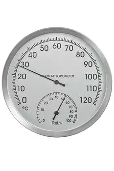 Термометр и гигрометр для сауны Жаро- и влагостойкий Настенный Подвесной Аналоговый Компактный Термометр и гигрометр Нержавеющая сталь [MILAAM]