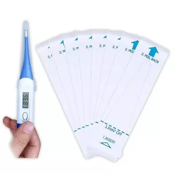 Термометр Rimikuru, 100 шт., чехол для зонда для животных, 100 шт., одноразовый, шт./200 набор, для людей, собак, (Набор штук) белый