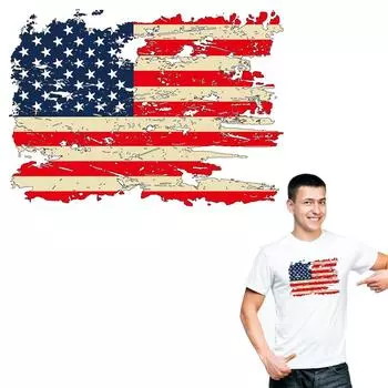 Термонаклейка с флагом США, нашивки в стиле ретро на одежде, новый аксессуар для одежды с теплопередачей, моющийся «сделай сам»