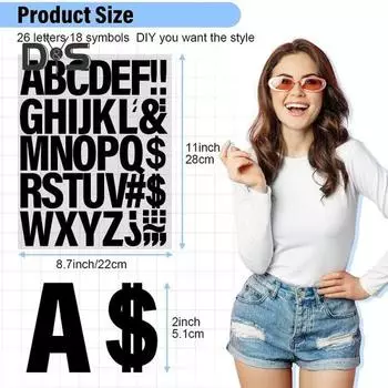 Термонаклейки Буквы Термоперенос Буквы Виниловые самодельные Алфавиты Термонаклейки Буквы для спортивных майок Футболки Печать слоганов черный белый