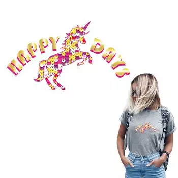 Термонаклейки Happy Unicorn, термопресс, аппликация, модные полоски, аксессуары «сделай сам», наклейка на джинсы, нашивка для одежды, можно стирать