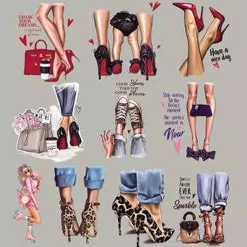 Термонаклейки с аппликацией «сделай сам», модные топы, виниловые теплопередающие железные нашивки, хорошая обувь для женщин с узором 17x24cm