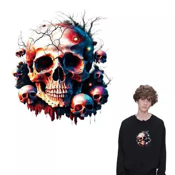 Термонаклейки с сахарными черепами в стиле хип-хоп, аксессуары «сделай сам», модные наклейки с термопрессом, аппликация в полоску, джинсы, нашивка на одежду