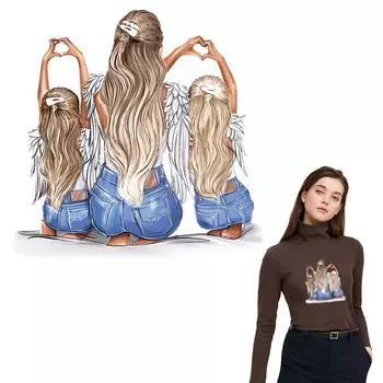 Термонашивка для мамы-близнеца, наклейки для одежды своими руками, толстовки Ropa, термопресс, аппликация, футболка «сделай сам», железная нашивка 8x7.7cm