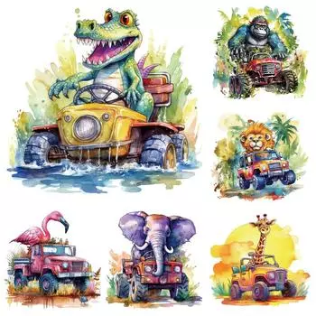 Термонашивка Happy Animals, теплопередача, толстовки «сделай сам», наклейка на одежду, Parches Ropa, рюкзак, термоперенос, жираф, шимпанзе