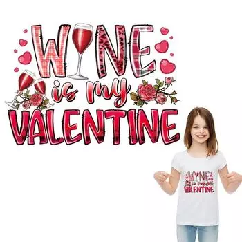 Термонашивки ко Дню святого Валентина с вином Креативная одежда Наклейки Толстовки Футболки своими руками Parches Ropa Термоаппликация Термонаклейка