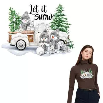 Термонашивки Let It Snow, термопресс, аппликация на джинсы, аксессуар «сделай сам», наклейка в полоску, модные нашивки для одежды, рождественский подарок