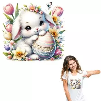 Термонашивки с милым кроликом, одежда с аппликацией в виде цветка и бабочки, новый аксессуар для одежды, моющаяся теплопередача своими руками