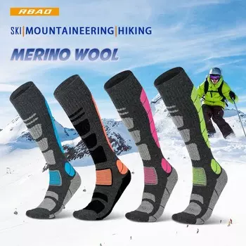 Термоноски из мериносовой шерсти, длинные термоноски для спорта на открытом воздухе, лыжные походы, горнолыжный спорт, спортивные носки для мужчин и женщин