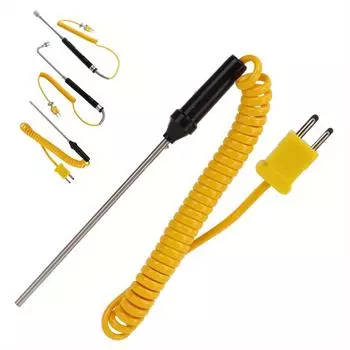 Термопара типа К, термостойкий стальной термопарный датчик с изолированной ручкой, высокая точность, быстрый отклик, подходит для температурных испытаний 20cm-needle жёлтый