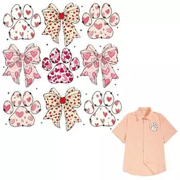 Термоперенос Креативные лапки Наклейки-бантики Переводные картинки Термопресс Виниловые толстовки Топы DIY A-Level Моющиеся