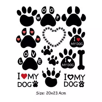 Термоперенос виниловые наклейки Love My Dog Paws для одежды, толстовки, самодельные термопрессовые аппликации, нашивки на футболки Ropa для одежды