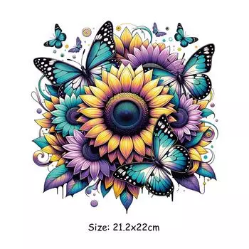 Термопереводной виниловый цветок бабочка наклейка на одежду футболка термопресс аппликация Parch Ropa Diy идеально подходит для подарков своими руками