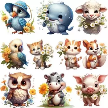 Термопереводные картинки DTF нашивки животные цветы теплопередача моющиеся DIY новый аксессуар для одежды термонаклейки среднего размера