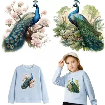 Термопереводные наклейки для одежды, реалистичные павлиньи пуховые сумки, термопереводные наклейки для одежды, Parches Ropa, наклейки «сделай сам», патч