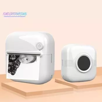 Термопринтер A33 с рулоном наклеек, совместимый с Bluetooth, фотографии, квитанции, списки заметок, этикетки, напоминания, QR-код, портативный карманный принтер для iOS для Android белый