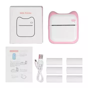 Термопринтер Bluetooth с прямым подключением и зарядкой через USB, 203DPI, 1000 мАч, портативный мини-принтер для печати изображений