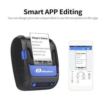 Термопринтер BT + USB с поддержкой печати этикеток и квитанций, редактирование через интеллектуальное приложение, макс. 90 мм/с, 15–58 мм US Plug чёрный