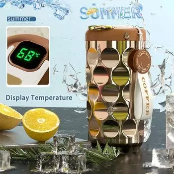 Термос 410 мл с дисплеем температуры из нержавеющей стали 316, вакуумная кружка для офиса, кофейная кружка для бизнеса, портативная термокружка 410ml зелёный