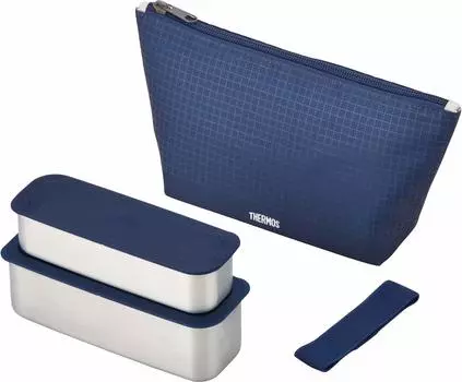 Термос Bento Box 2 Tier Slim Fresh Lunch Box 635 мл Navy Check NC DSA-604W