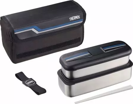 Термос Bento Box из нержавеющей стали Fresh Lunch Box 1100 мл Line Black DSD-1104W L-BK