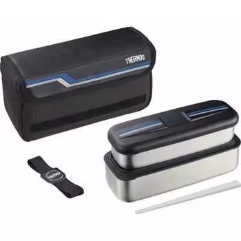 Термос Bento Box из нержавеющей стали Fresh Lunch Box 1100 мл Line Black DSD-1104W L-BK