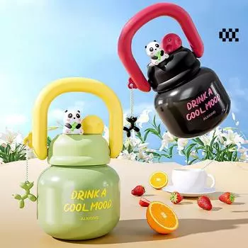 Термос Big Belly, внешний вид, для мужчин и женщин, большая емкость, двойная питьевая кружка из нержавеющей стали, тоновая трубочка, переносная кружка 650ml