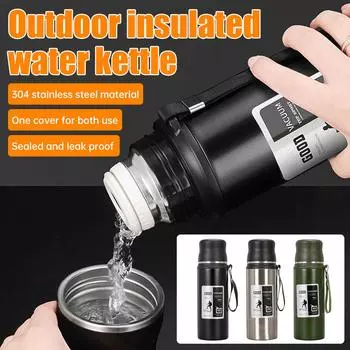 Термос большой емкости 1000 мл из нержавеющей стали 304, термос, термос, термокружка для путешествий на открытом воздухе, бутылка для воды 1000ml чёрный