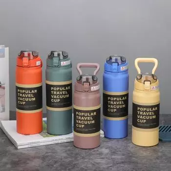 Термос большой емкости из нержавеющей стали с защитой от ударов, спортивный горшок, переносная чашка для воды на открытом воздухе с трубочкой 720ml