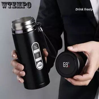 Термос-чашка Intelligent Thermos объемом 800 мл, портативная термос-чашка из нержавеющей стали, бутылка для воды, кружка для чая, офисный термос-чашка 800ml чёрный