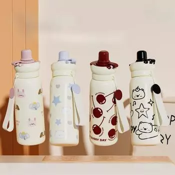 Термос-чашка Милая девушка Удобный Высокий внешний вид Портативный Бытовая соломинка Подарок на день рождения студента Маленькая чашка для воды Чашка 620ml