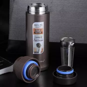 Термос-чашка Pinkah 304 из нержавеющей стали высокого качества для мужчин и женщин, деловой офисный чай с фильтром для чая, прямая чашка 400ml красный