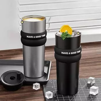 Термос-чашка с трубочкой для мальчиков, высокий уровень внешнего вида, женская автомобильная нержавеющая сталь, большая емкость, кофейная чашка, портативная, сопутствующая чашка 710ml