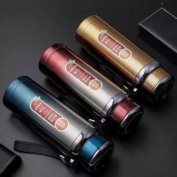 Термос для путешествий из нержавеющей стали 316 большой емкости с переносным ремнем 800ml серебряный