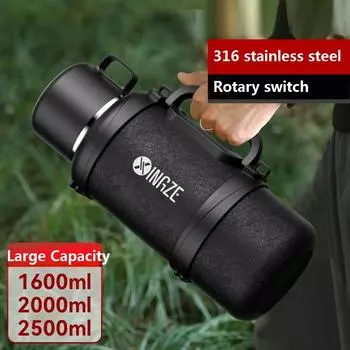 Термос для воды из нержавеющей стали с ручкой, портативный термос для использования на открытом воздухе, большой емкости, сохраняет тепло и холод, 72 часа 1-4L