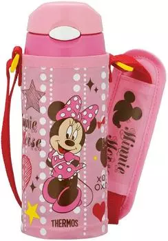 Термос для воды с вакуумной изоляцией, бутылка с соломой Disney Minnie Touch Open, светло-розовый LP [один тип] 0,36 л FFI-401FDS розовый
