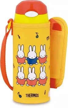 Термос для воды с вакуумной изоляцией и соломинкой 400 мл Miffy для похода в детский сад и для хранения в холодильнике МОЯ бутылка, Бутылка, желтая, для детей, для школы, только,