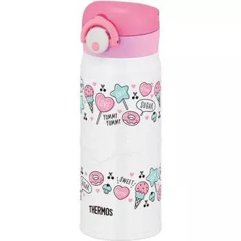 Термос для воды с вакуумной изоляцией, мобильная кружка 400 мл, белая, розовая JNR-401 WH-P