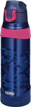 Термос для воды, спортивная бутылка с вакуумной изоляцией, открытая, темно-синяя, камуфляжная [One-Touch Type] 1,0 л FHQ-1001 NV-C