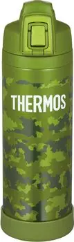 Термос для воды, спортивная бутылка с вакуумной изоляцией и ремешком, 1 л, цвет хаки, камуфляж, только для холодного хранения FJI-1001 KK-C
