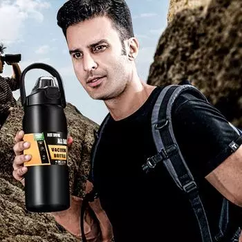 Термос из нержавеющей стали 304 объемом 800/1000/1500 мл, изолированный для холодной и горячей воды 800ml чёрный