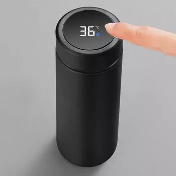 Термос из нержавеющей стали 304 с интеллектуальным дисплеем, вакуумная чашка для воды для мужчин и женщин, студентов, высококачественная офисная чашка 500ml темно-синий