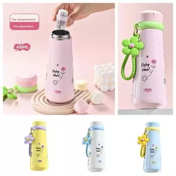 Термос из нержавеющей стали 316 с подвеской в виде подсолнуха, спортивная бутылка для воды, для занятий спортом на открытом воздухе розовый