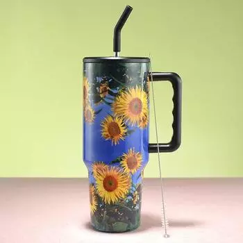 Термос из нержавеющей стали 40 унций большой емкости для холодной воды для горячего кофе в машину, портативный термос с трубочкой, чашка для спортзала, термобутылка для воды 40oz