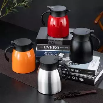 Термос из нержавеющей стали, чайник для кофе и чая, большой емкости, кувшин для воды, герметичный чайник с ситечком для чая, кухонные принадлежности чёрный