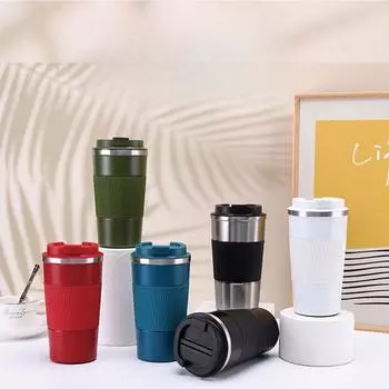 Термос из нержавеющей стали, чашка для кофе, женская, высокого уровня, для девушек и мужчин, портативная, большой емкости, простая 380ml