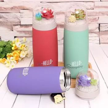 Термос из нержавеющей стали, красивый, для растений, путешествий, походов, офиса, термокружка, герметичная, портативная, термос для кофе и чая зелёный