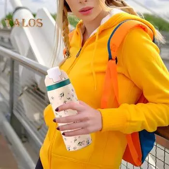 Термос из нержавеющей стали с зажимом для трубочки, двухстенная изоляция, бутылка для горячих и холодных напитков, герметичная герметичная бутылка-изолента хаки