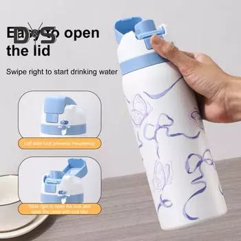 Термос из нержавеющей стали с зажимом для трубочки, двухстенная изоляция, бутылка для горячих и холодных напитков, герметичная герметичная бутылка-изолента хаки